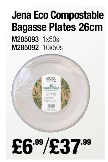 Jena Eco Compostable Bagasse Plates 26cm