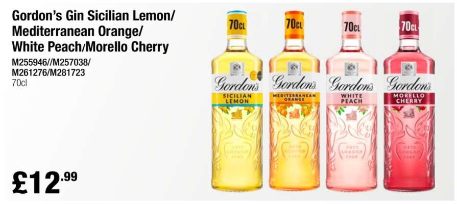 Gordon's Gin Sicilian Lemon/ Mediterranean Orange/ White Peach/ Morello Cherry