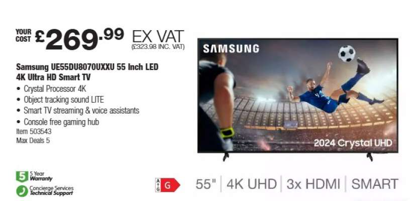 Samsung UE55BU8070UXXU 55 Inch LED 4K Ultra HD Smart TV