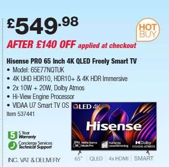 Hisense PRO 65 Inch 4K QLED Freely Smart TV