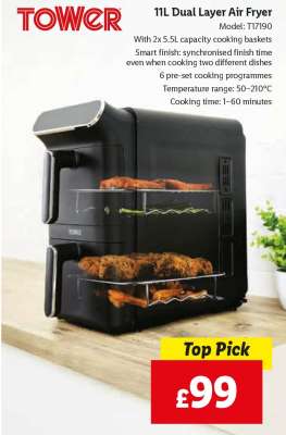 Tower 11L Dual Layer Air Fryer