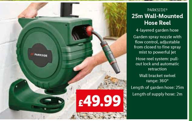 PARKSIDE 25m Wall-Mounted Hose Reel