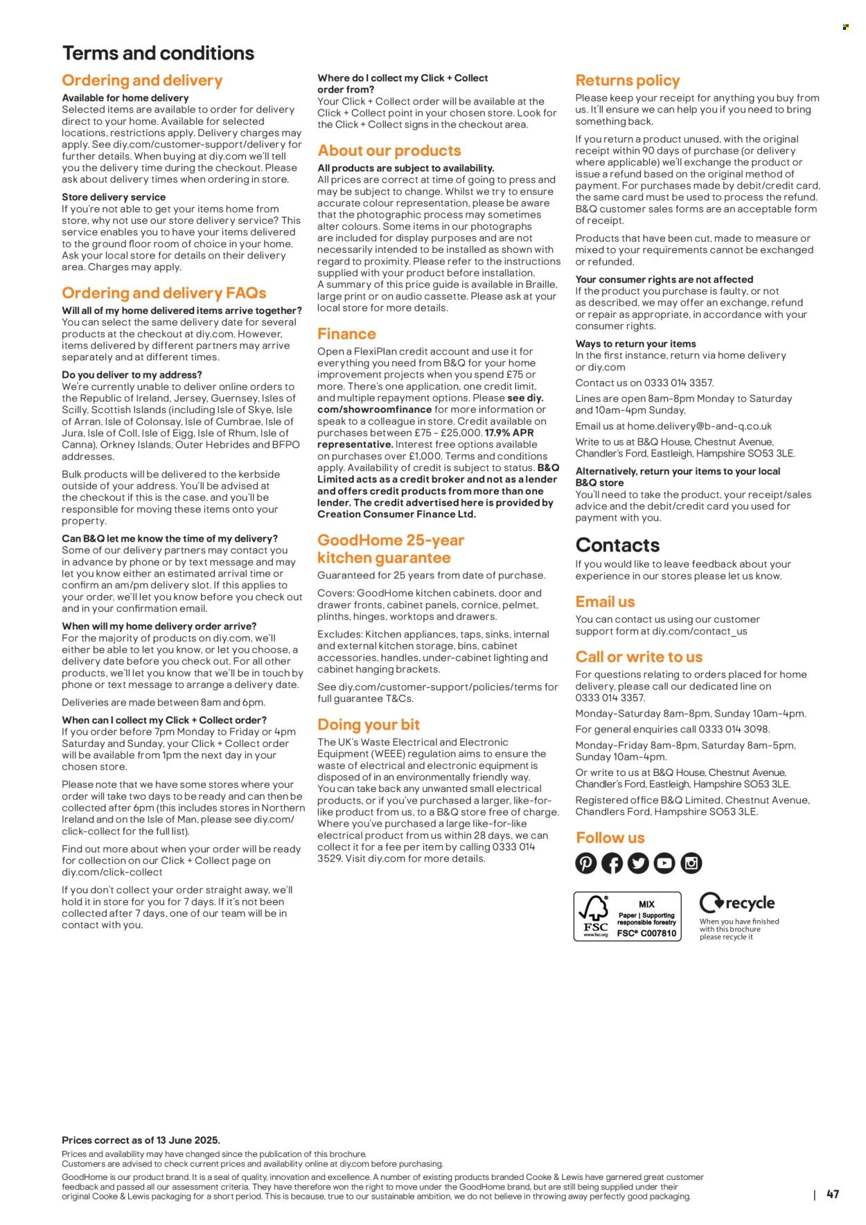 B&Q offer . Page 47. Page 47