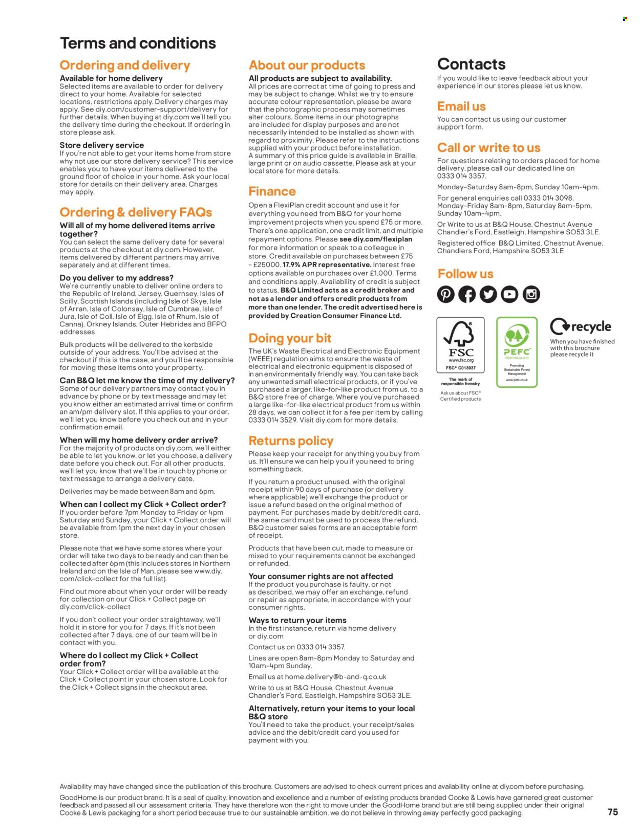 B&Q offer . Page 75. Page 75