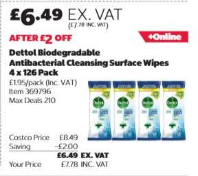Dettol Biodegradable Antibacterial Cleansing Surface Wipes 4 x 126 Pack