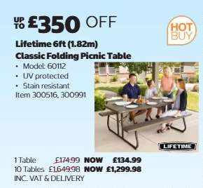 Lifetime 6ft (1.82m) Classic Folding Picnic Table