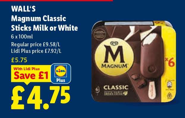 WALL'S Magnum Classic Sticks Milk or White