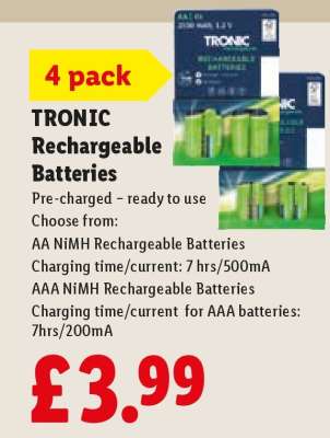 TRONIC Rechargeable Batteries