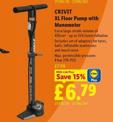 CRIVIT XL Floor Pump with Manometer