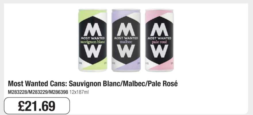 Most Wanted Cans: Sauvignon Blanc/Malbec/Pale Rosé