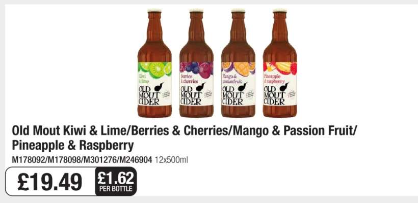 Old Mout Kiwi & Lime/Berries & Cherries/Mango & Passion Fruit/Pineapple & Raspberry