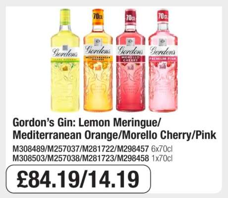 Gordon’s Gin: Lemon Meringue/Mediterranean Orange/Morello Cherry/Pink