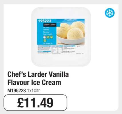 Chef’s Larder Vanilla Flavour Ice Cream