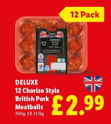 DELUXE 12 Chorizo Style British Pork Meatballs