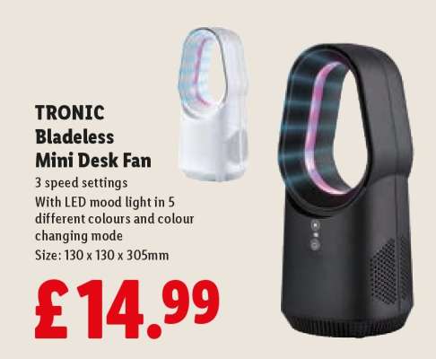 TRONIC Bladeless Mini Desk Fan