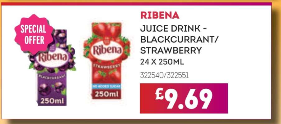 RIBENA JUICE DRINK - BLACKCURRANT/STRAWBERRY