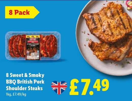 8 Sweet & Smoky BBQ British Pork Shoulder Steaks