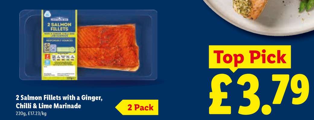 2 Salmon Fillets with a Ginger, Chilli & Lime Marinade