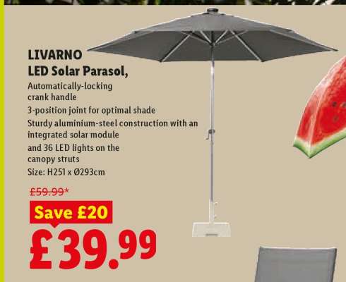 LIVARNO LED Solar Parasol