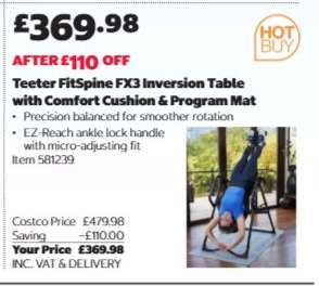 Teeter FitSpine FX3 Inversion Table with Comfort Cushion & Program Mat
