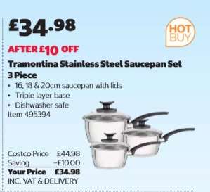 Tramontina Stainless Steel Saucepan Set 3 Piece