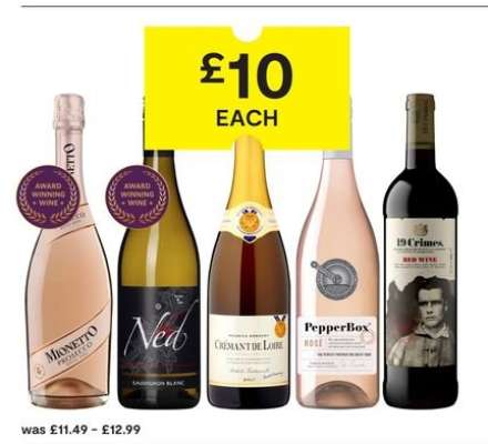Mionetto Prosecco, Ned Sauvignon Blanc, Cremant de Loire, PepperBox Rosé, 19 Crimes Red Wine