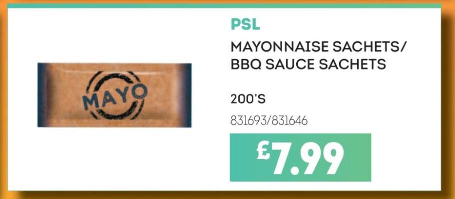 PSL Mayonnaise Sachets/BBQ Sauce Sachets