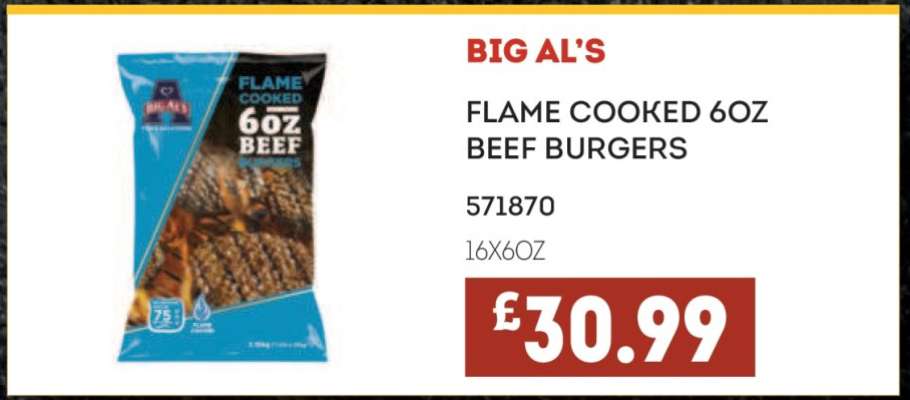 BIG AL'S FLAME COOKED 6OZ BEEF BURGERS