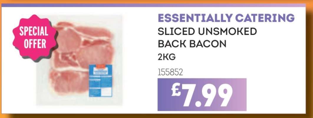 ESSENTIALLY CATERING SLICED UNSMOKED BACK BACON