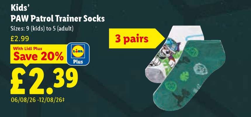 Kids’ PAW Patrol Trainer Socks