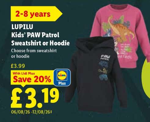 LUPILU Kids’ PAW Patrol Sweatshirt or Hoodie