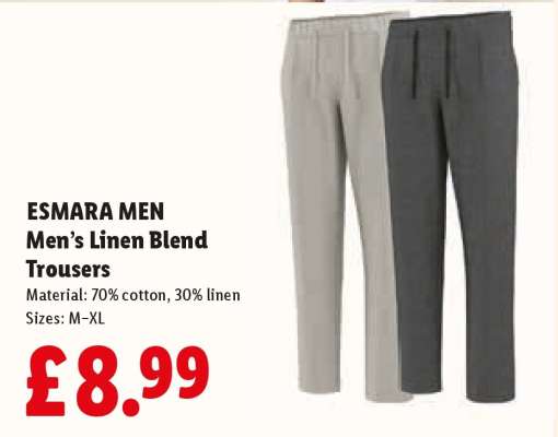 ESMARA MEN Men’s Linen Blend Trousers