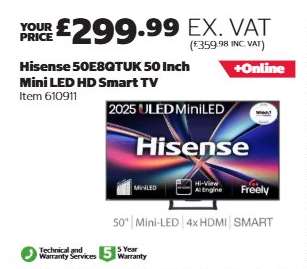 Hisense 50E8QTUK 50 Inch Mini LED HD Smart TV