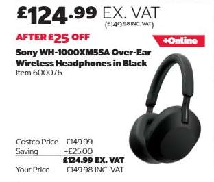 Sony WH-1000XM5SA Over-Ear Wireless Headphones in Black
