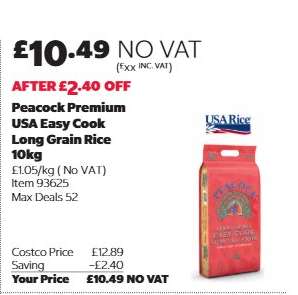Peacock Premium USA Easy Cook Long Grain Rice 10kg
