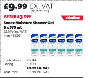 Sanex Moisture Shower Gel 6 x 570 ml