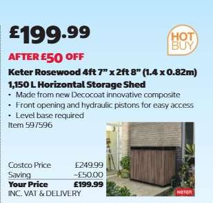 Keter Rosewood 4ft 7” x 2ft 8” (1.4 x 0.82m) 1,150 L Horizontal Storage Shed