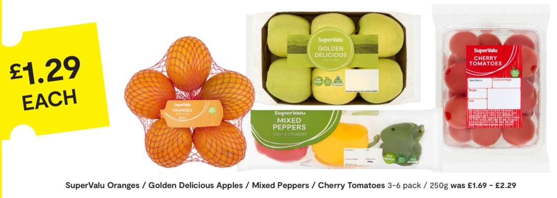 SuperValu Oranges / Golden Delicious Apples / Mixed Peppers / Cherry Tomatoes