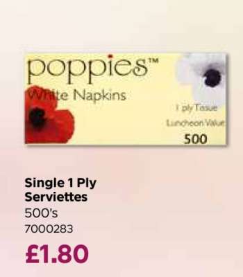 Single 1 Ply Serviettes