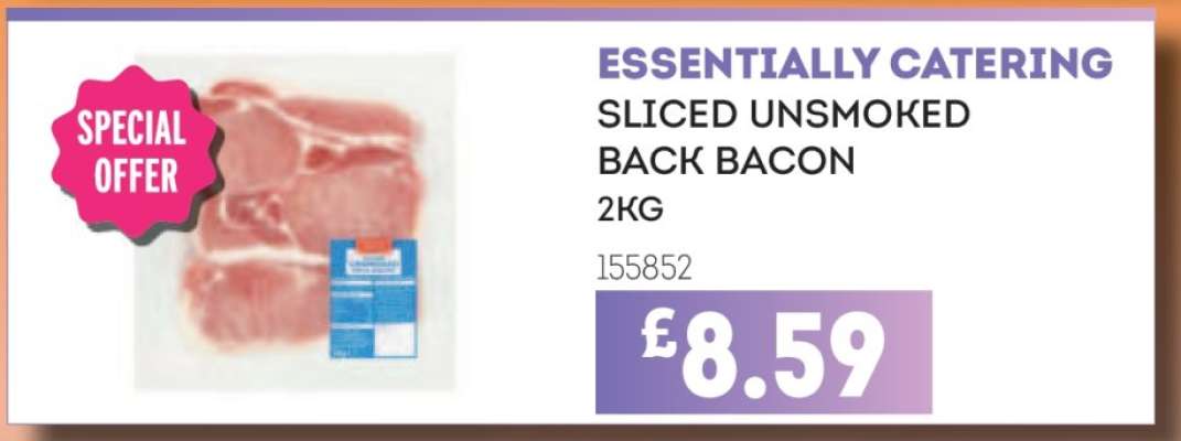 ESSENTIALLY CATERING SLICED UNSMOKED BACK BACON