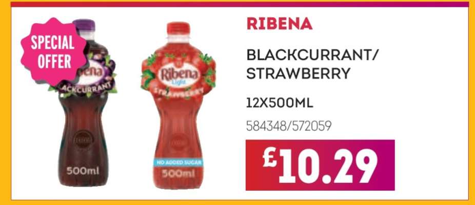RIBENA BLACKCURRANT/STRAWBERRY
