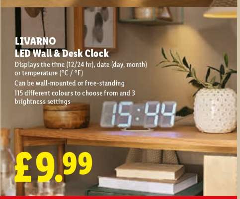 LIVARNO LED Wall & Desk Clock