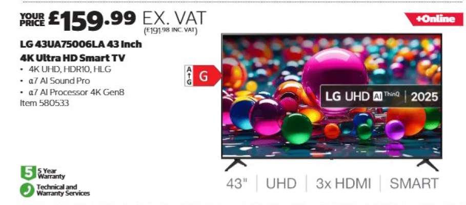 LG 43UA75006LA 43 Inch 4K Ultra HD Smart TV