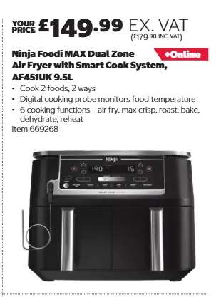 Ninja Foodi MAX Dual Zone Air Fryer with Smart Cook System, AF451UK 9.5L