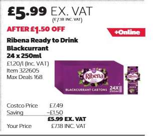 Ribena Ready to Drink Blackcurrant 24 x 250ml