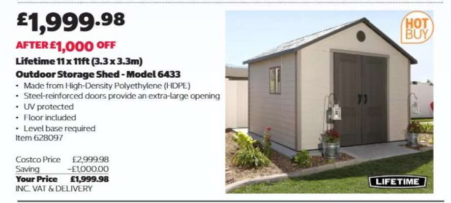 Lifetime 11 x 11ft Outdoor Storage Shed - Model 6433