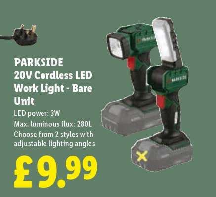 PARKSIDE 20V Cordless LED Work Light - Bare Unit