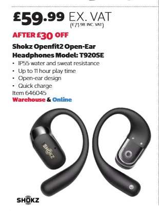 Shokz Openfit2 Open-Ear Headphones Model: T920SE