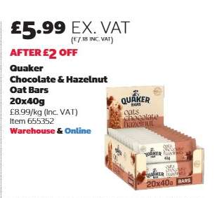 Quaker Chocolate & Hazelnut Oat Bars