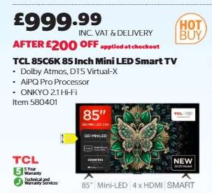 TCL 85C6K 85 Inch Mini LED Smart TV